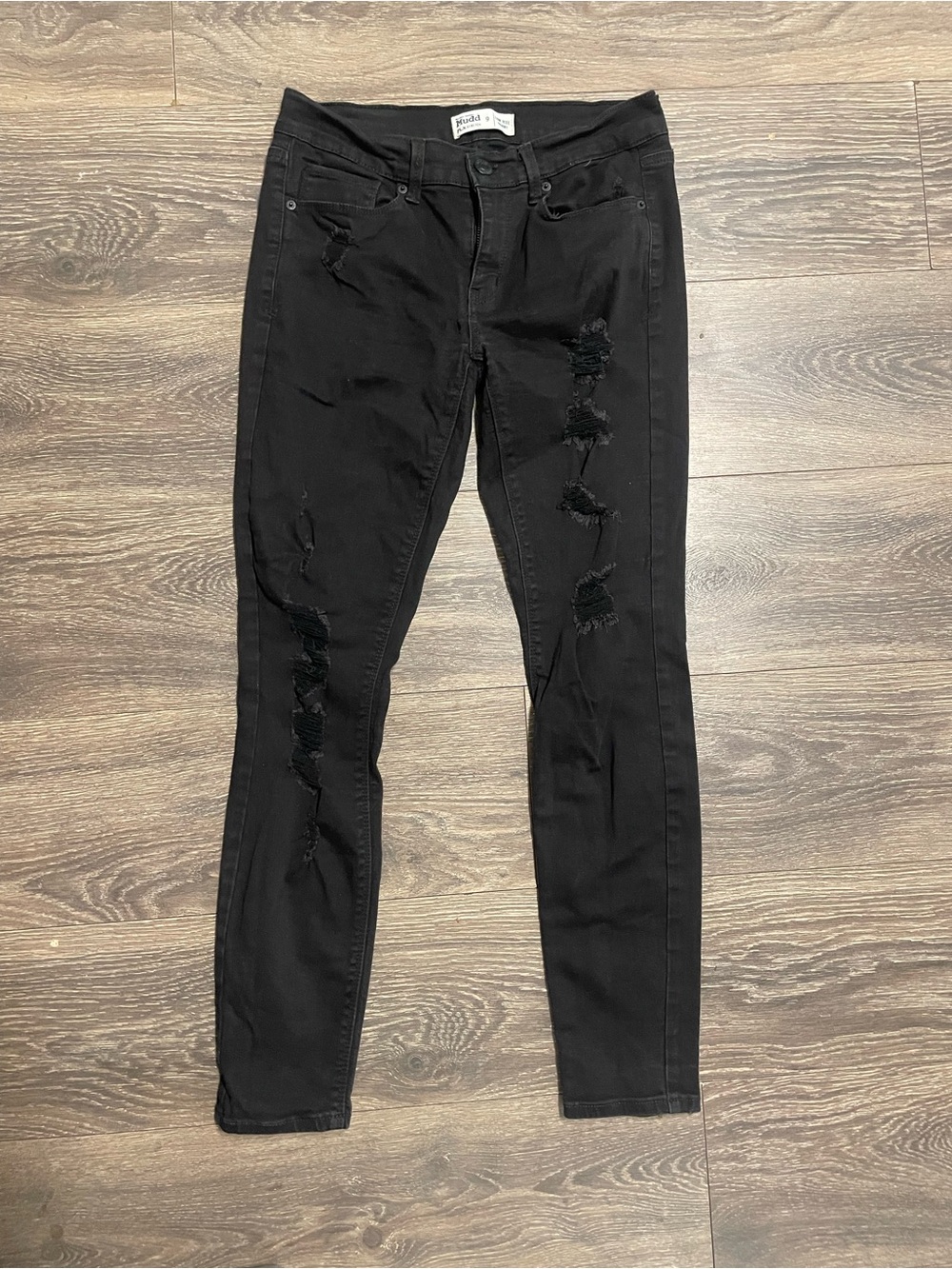 Mudd Black Distressed low rise Skinny Jeans flex stretch y2k comfy dance skater